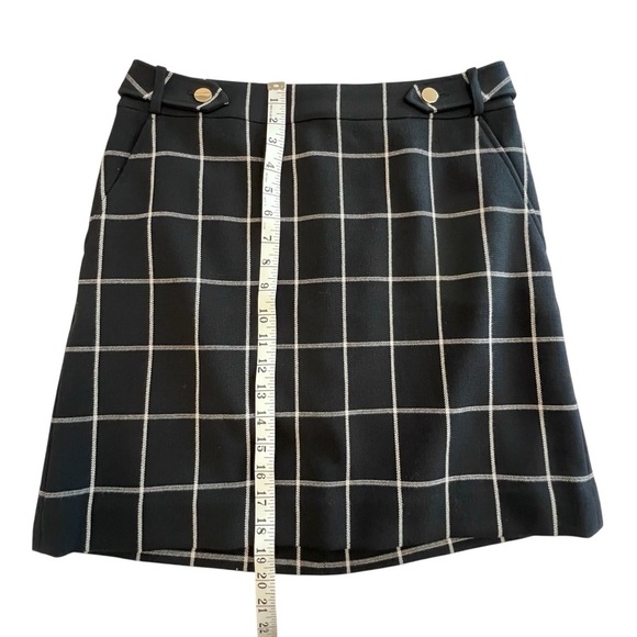 Ann Taylor LOFT Black and White Plaid Skirt with Gold Buttons, Size 8 - Picture 9 of 10